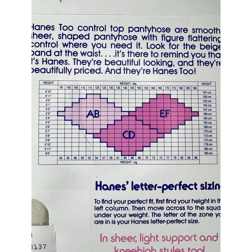 VTG Hanes Too! Pantyhose Control Top Sandalfoot Size CD Pearl Color NIP 137
